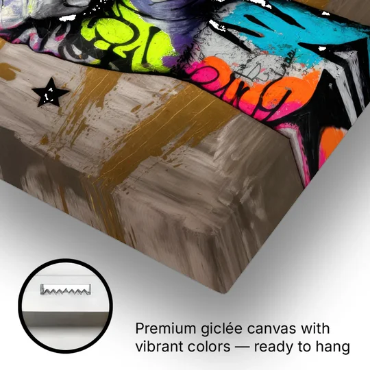 Houston Bold Graffiti - Canvas Wall Art - Gallery Wrap Corner
