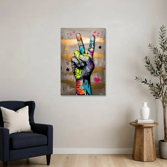 Houston Bold Graffiti - Canvas Wall Art - Sofa - 24x36