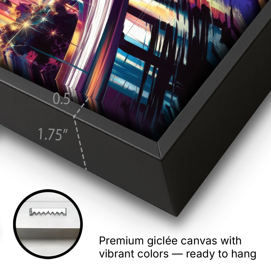 Houston City Lights - Black Framed Canvas Wall Art - Gallery Wrap Corner