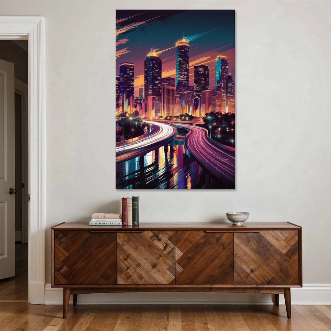 Houston City Lights - Canvas Wall Art - Coffee Table - 40x60