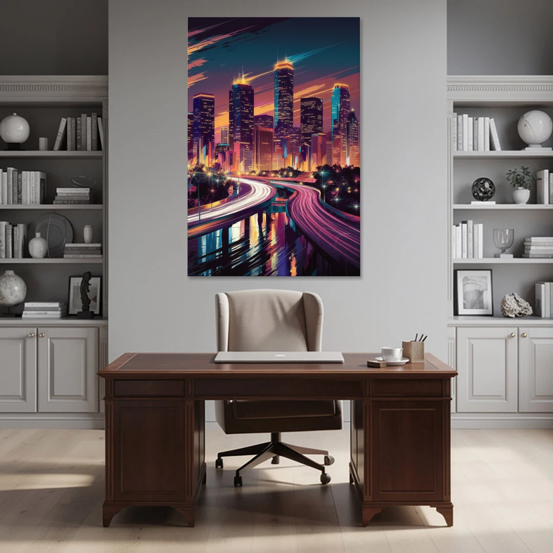 Houston City Lights - Canvas Wall Art - Office - 40x60