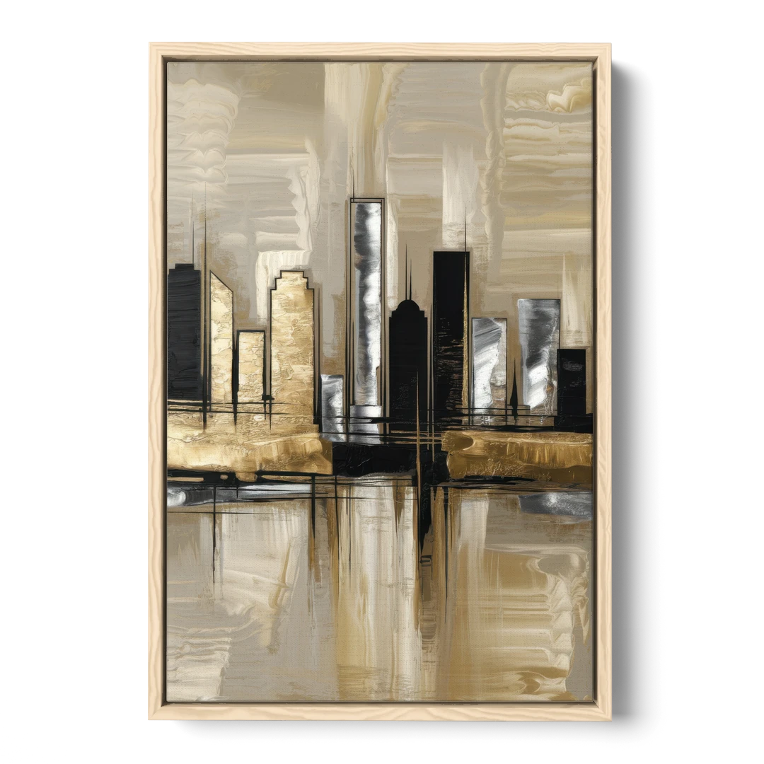 Houston Contemporary Design - Oak Framed Canvas Wall Art - Front