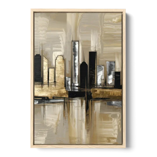 Houston Contemporary Design - Oak Framed Canvas Wall Art - Front