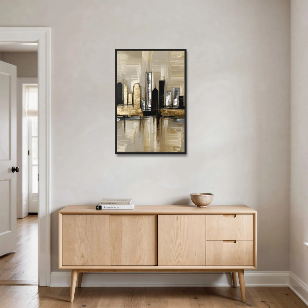 Houston Contemporary Design - Black Framed Canvas Wall Art - Coffee Table - 24x36