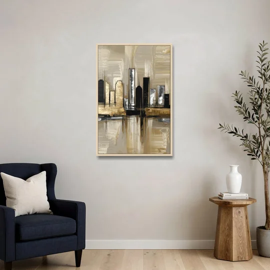 Houston Contemporary Design - Oak Framed Canvas Wall Art - Sofa - 24x36