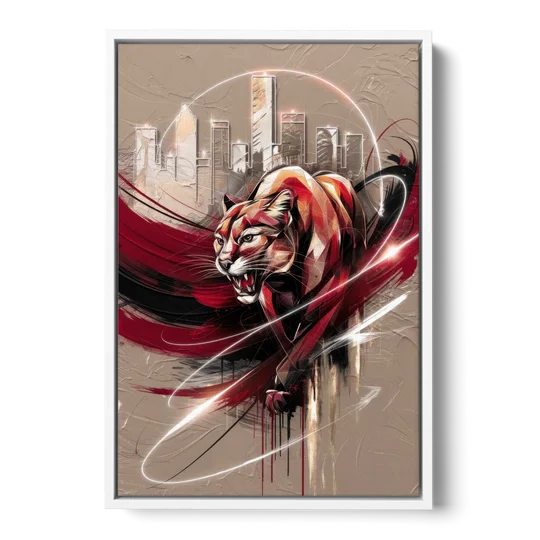 Houston Cougars Passion - White Framed Canvas Wall Art - Front