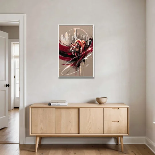 Houston Cougars Passion - White Framed Canvas Wall Art - Coffee Table - 24x36