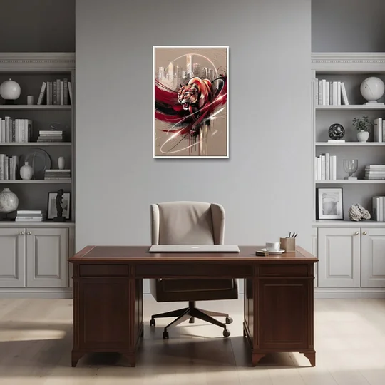 Houston Cougars Passion - White Framed Canvas Wall Art - Office - 24x36