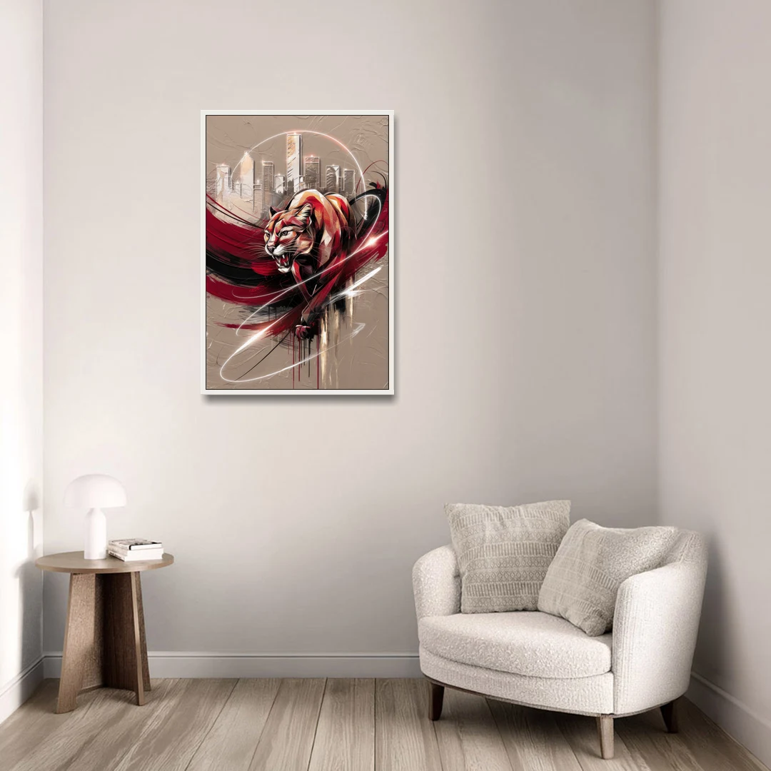 Houston Cougars Passion - White Framed Canvas Wall Art - Sofa - 24x36