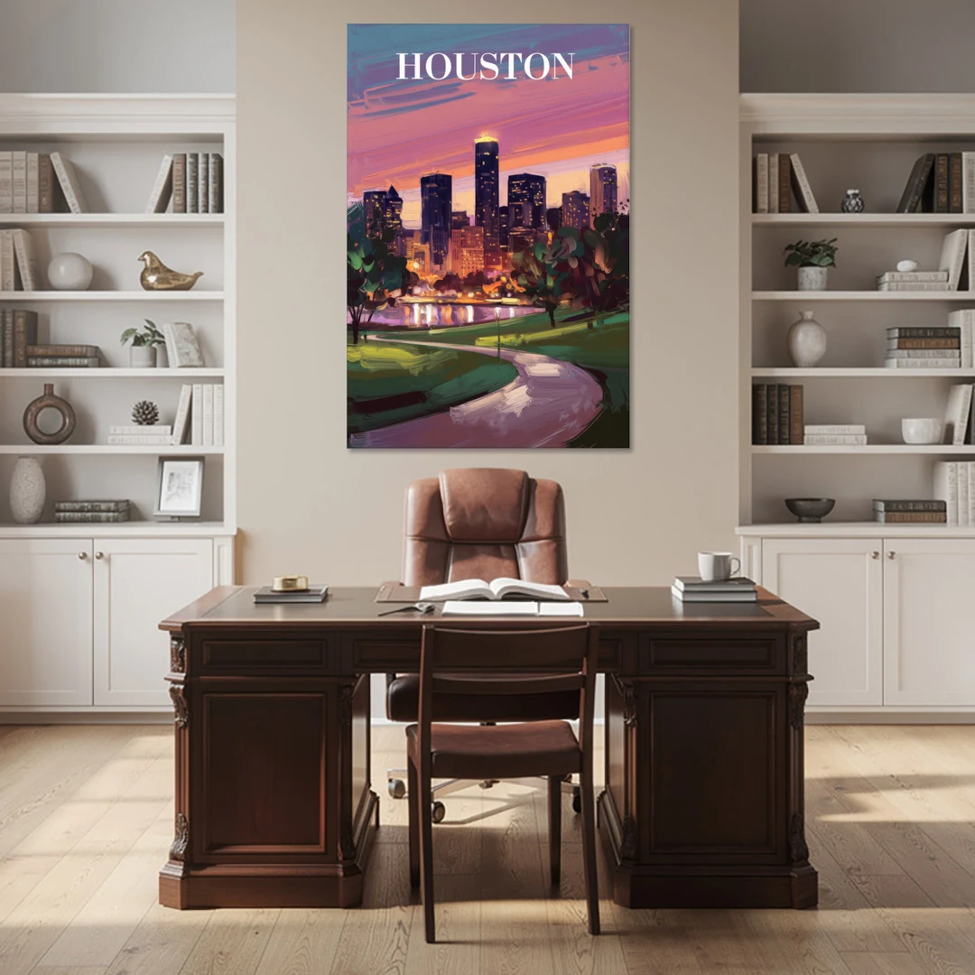 Houston Downtown Vibes - Canvas Wall Art - Office - 40x60