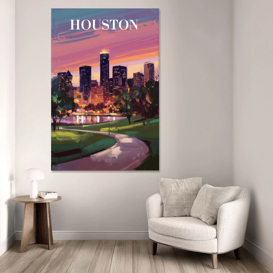 Houston Downtown Vibes - Canvas Wall Art - Sofa - 40x60
