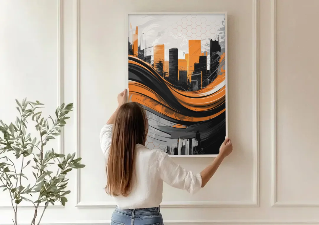 Houston Dynamo Colors canvas wall art being hung on a paneled wall