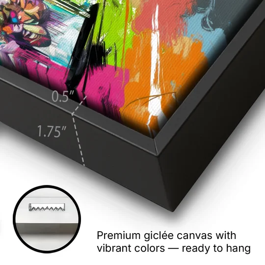 Houston Graffiti Streets - Black Framed Canvas Wall Art - Gallery Wrap Corner