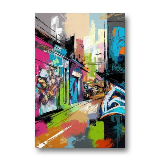 Houston Graffiti Streets - Canvas Wall Art - Front
