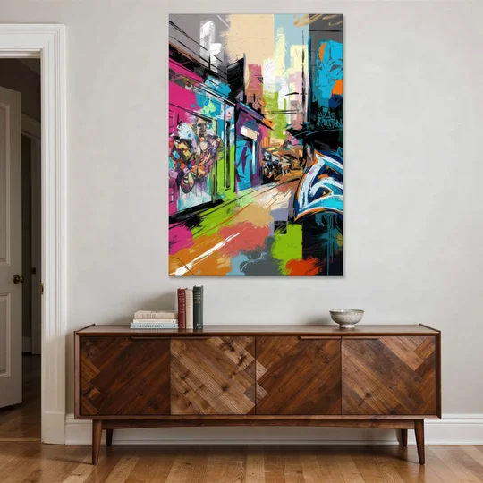 Houston Graffiti Streets - Canvas Wall Art - Coffee Table - 40x60