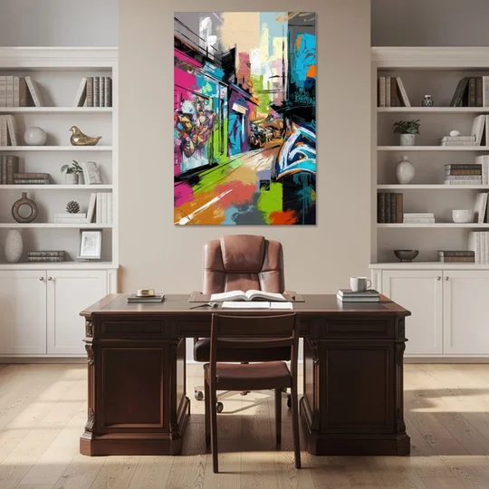 Houston Graffiti Streets - Canvas Wall Art - Office - 40x60