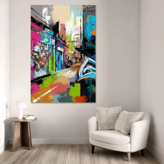 Houston Graffiti Streets - Canvas Wall Art - Sofa - 40x60