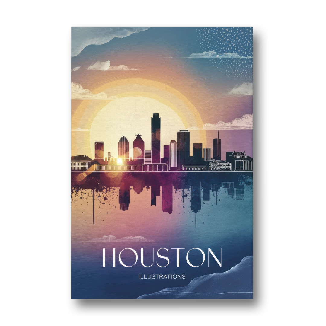 Houston Iconic Landmarks - Canvas Wall Art - Front