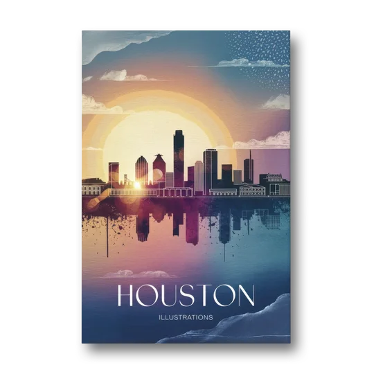 Houston Iconic Landmarks - Canvas Wall Art - Front