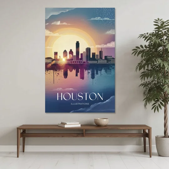 Houston Iconic Landmarks - Canvas Wall Art - Coffee Table - 40x60
