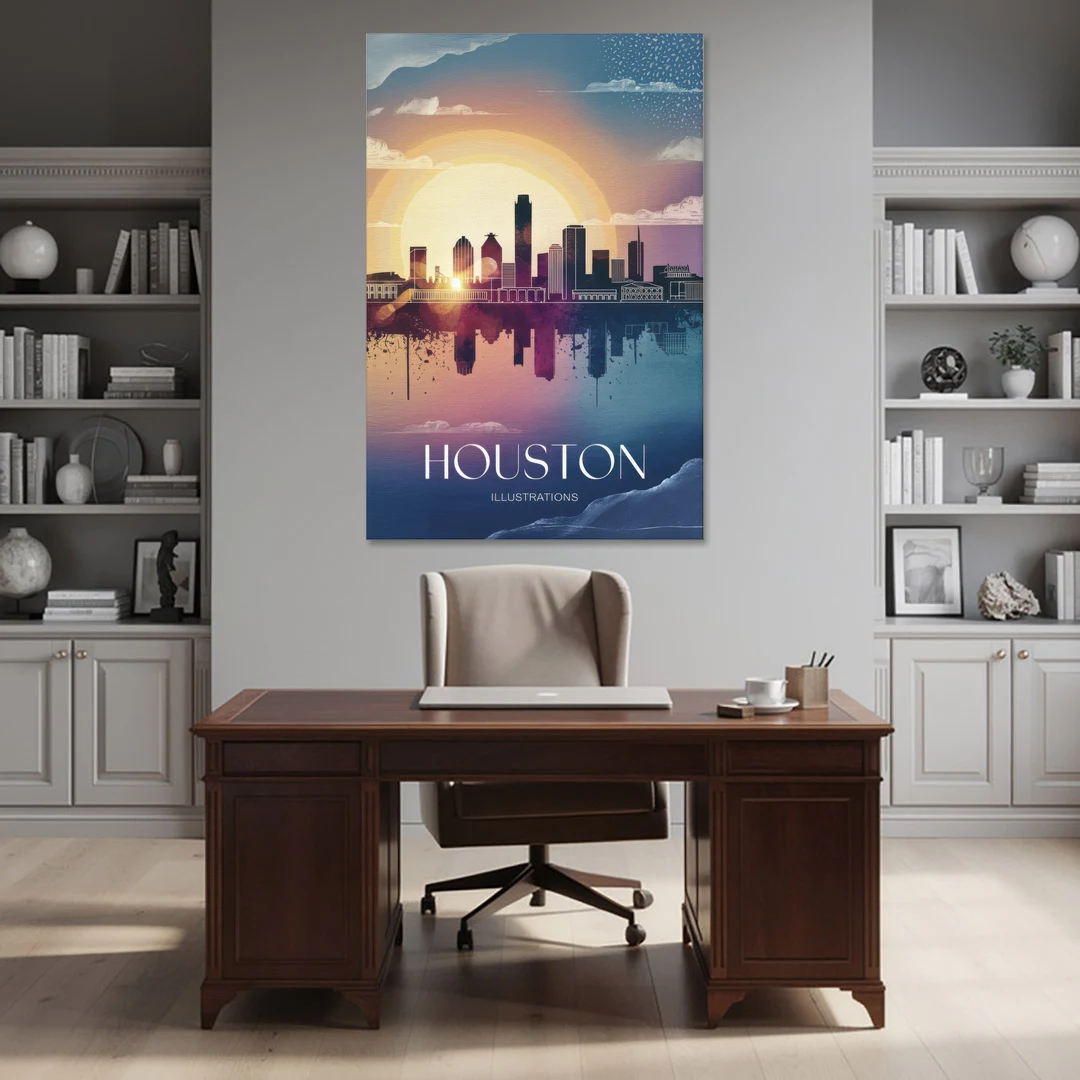 Houston Iconic Landmarks - Canvas Wall Art - Office - 40x60