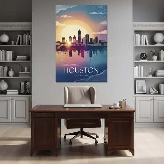 Houston Iconic Landmarks - Canvas Wall Art - Office - 40x60
