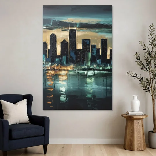 Houston Modern Aesthetic - Canvas Wall Art - Sofa - 40x60