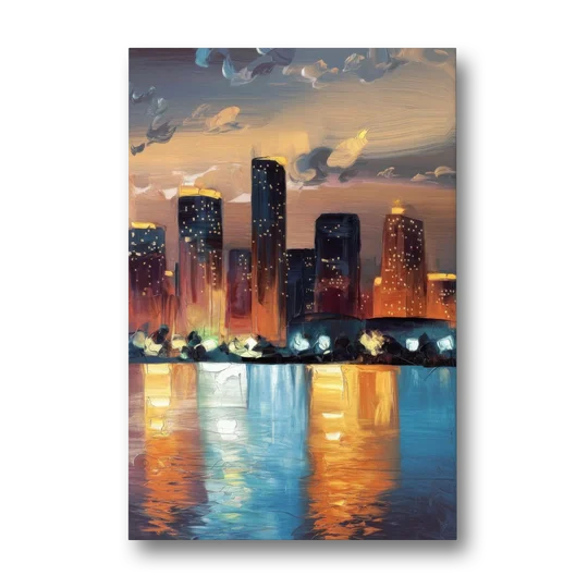 Houston Skyline Glow - Canvas Wall Art - Front