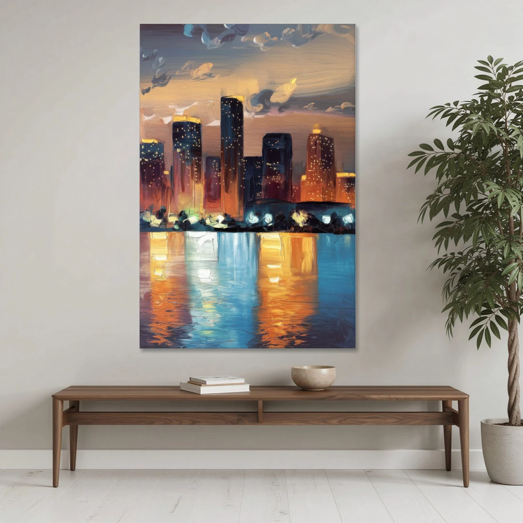 Houston Skyline Glow - Canvas Wall Art - Coffee Table - 40x60