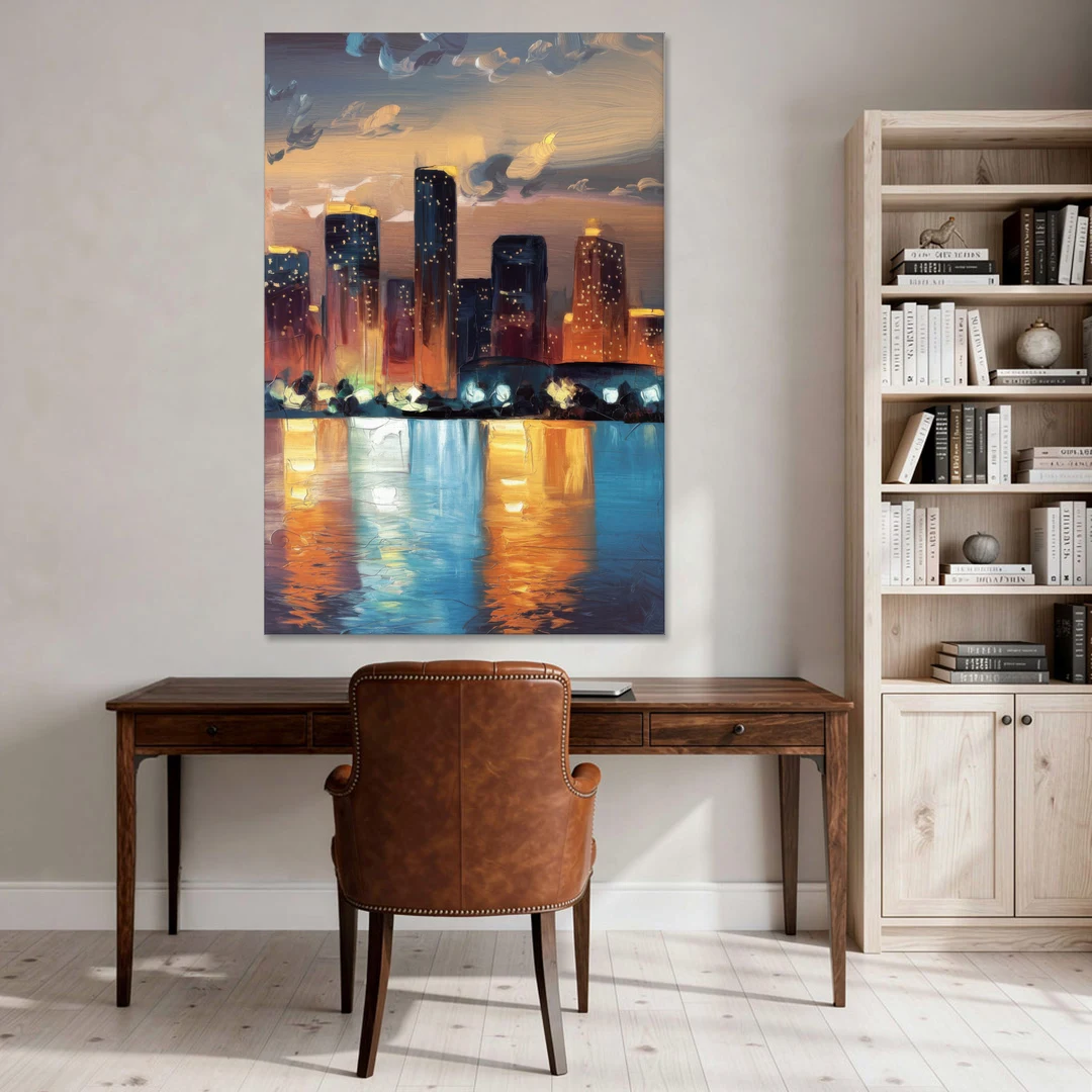 Houston Skyline Glow - Canvas Wall Art - Office - 40x60