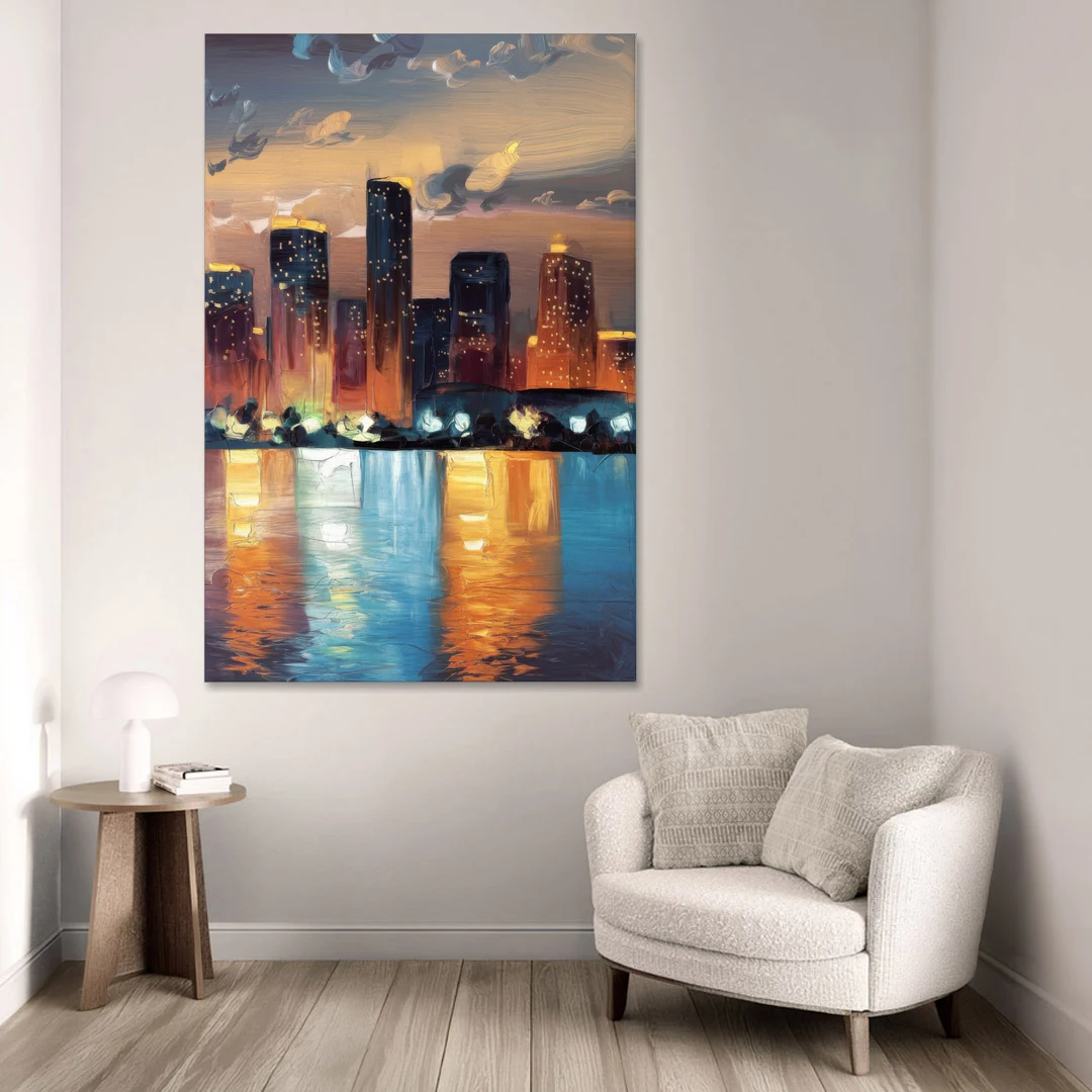 Houston Skyline Glow - Canvas Wall Art - Sofa - 40x60