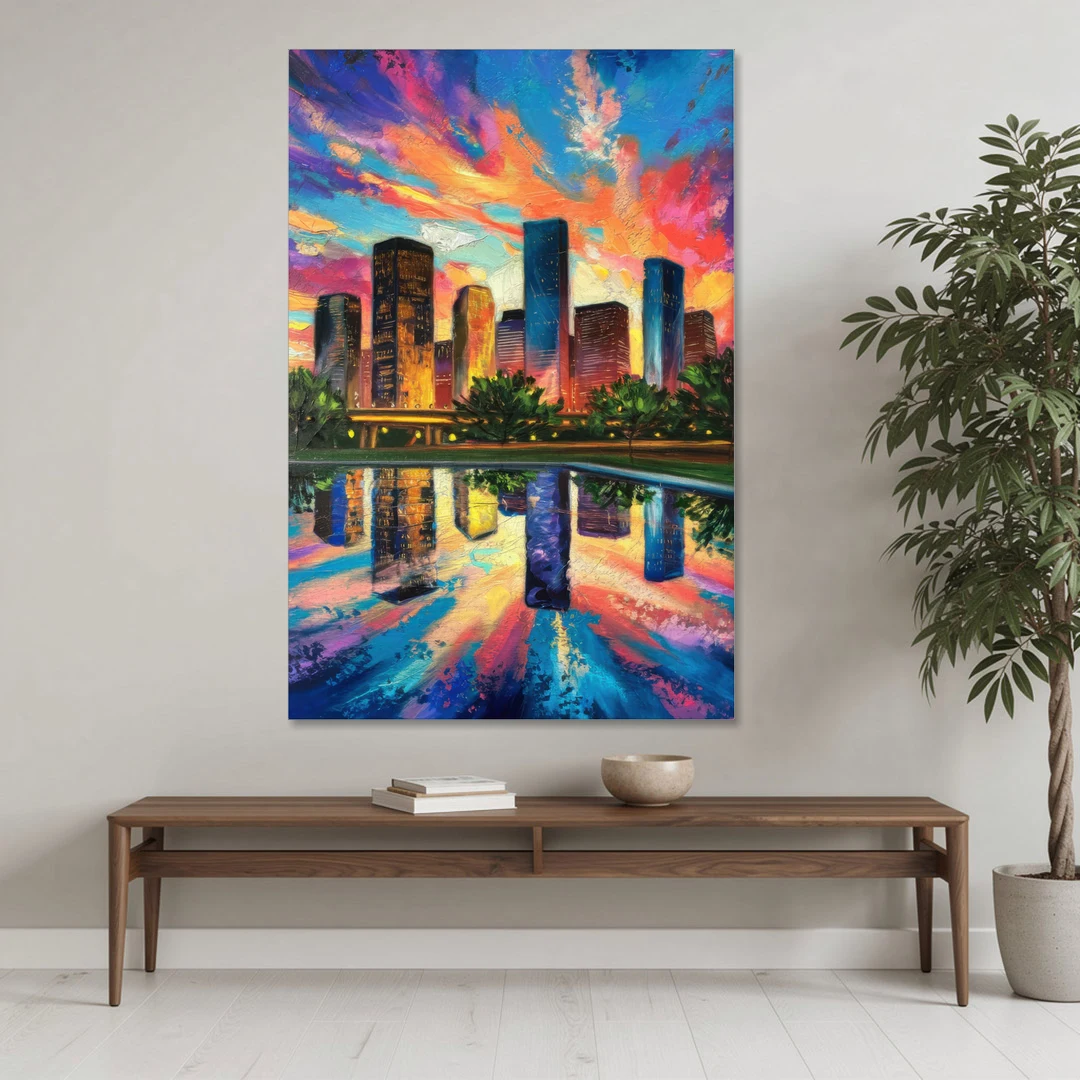 Houston Skyline Reflections - Canvas Wall Art - Coffee Table - 40x60