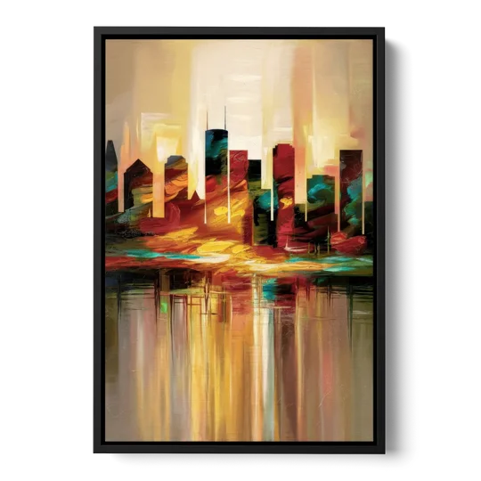 Houston Skyline Silhouette - Black Framed Canvas Wall Art - Front