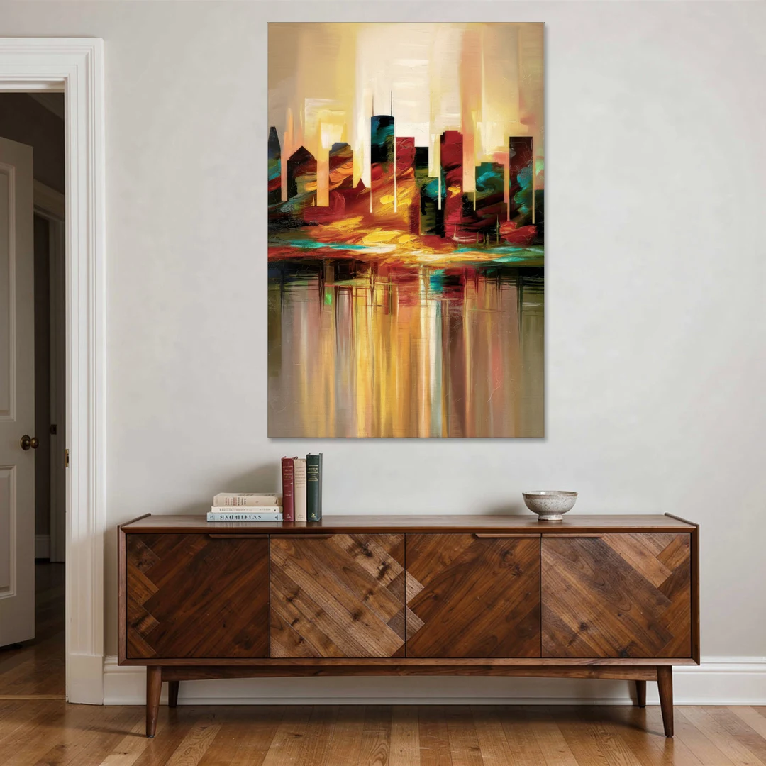 Houston Skyline Silhouette - Canvas Wall Art - Coffee Table - 40x60