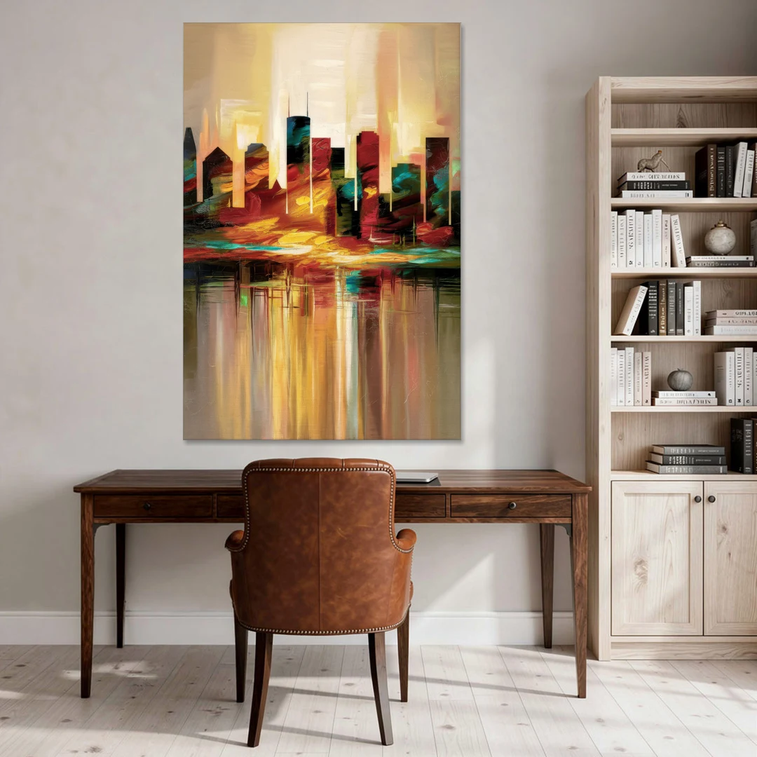 Houston Skyline Silhouette - Canvas Wall Art - Office - 40x60