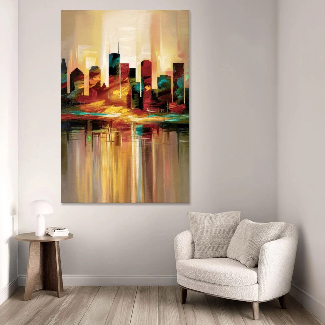 Houston Skyline Silhouette - Canvas Wall Art - Sofa - 40x60