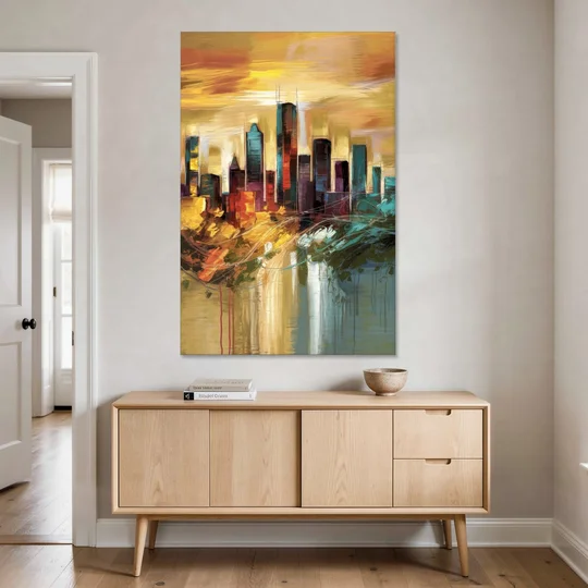Houston Skyline View - Canvas Wall Art - Coffee Table - 40x60