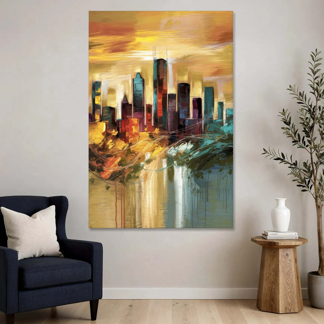 Houston Skyline View - Canvas Wall Art - Sofa - 40x60