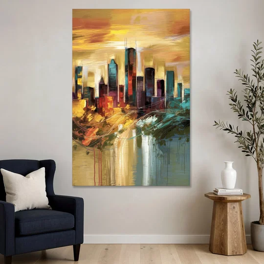 Houston Skyline View - Canvas Wall Art - Sofa - 40x60