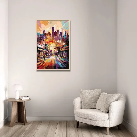 Houston Street Art Culture - Oak Framed Canvas Wall Art - Sofa - 24x36