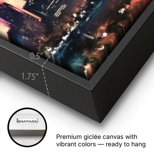 Houston Sunset Skyline - Black Framed Canvas Wall Art - Gallery Wrap Corner