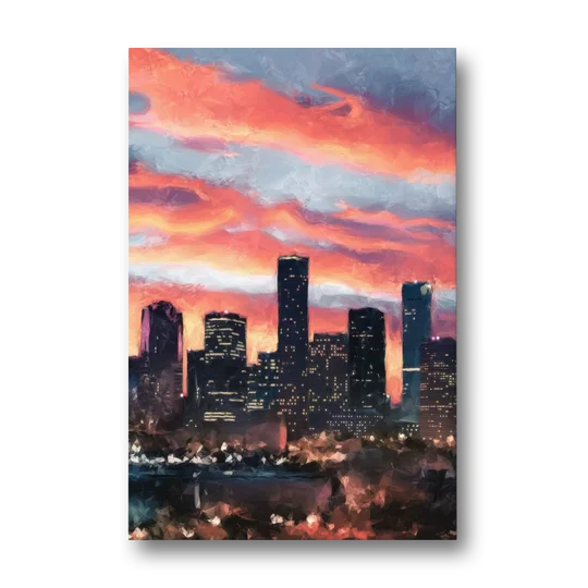 Houston Sunset Skyline - Canvas Wall Art - Front