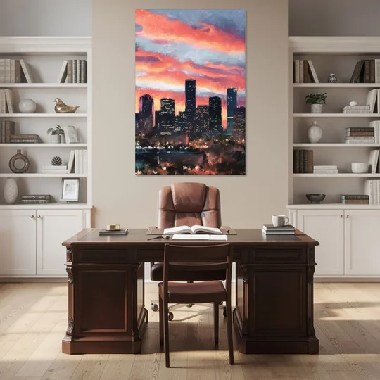 Houston Sunset Skyline - Canvas Wall Art - Office - 40x60