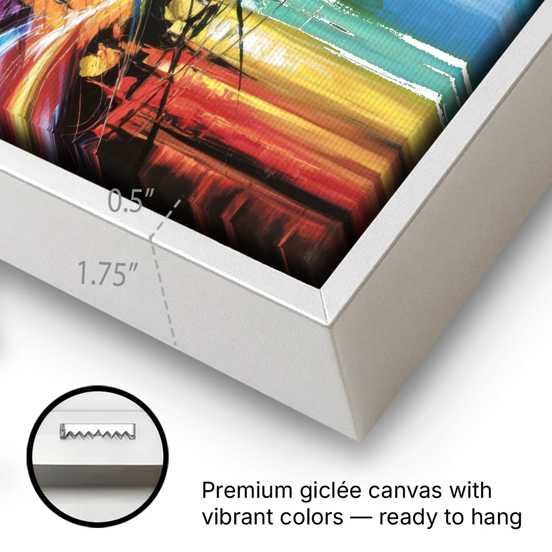 Houston Urban Energy - White Framed Canvas Wall Art - Gallery Wrap Corner