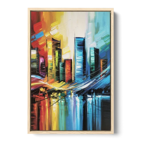 Houston Urban Energy - Oak Framed Canvas Wall Art - Front