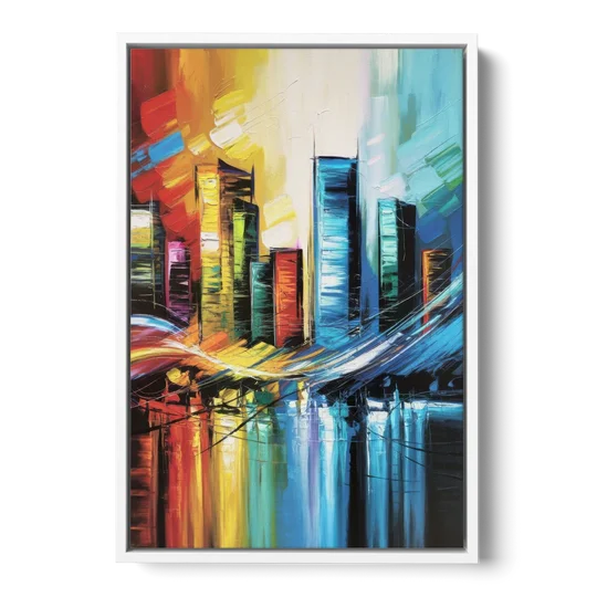 Houston Urban Energy - White Framed Canvas Wall Art - Front