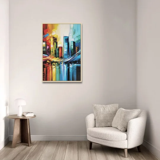 Houston Urban Energy - Oak Framed Canvas Wall Art - Sofa - 24x36