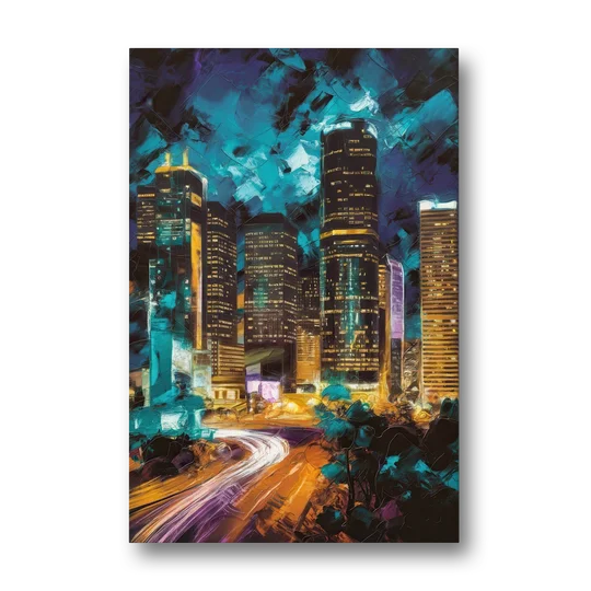Houston Urban Nights - Canvas Wall Art - Front