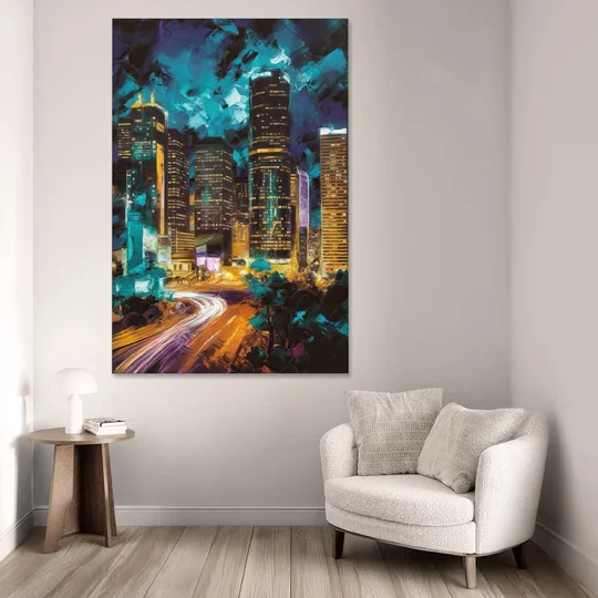 Houston Urban Nights - Canvas Wall Art - Sofa - 40x60
