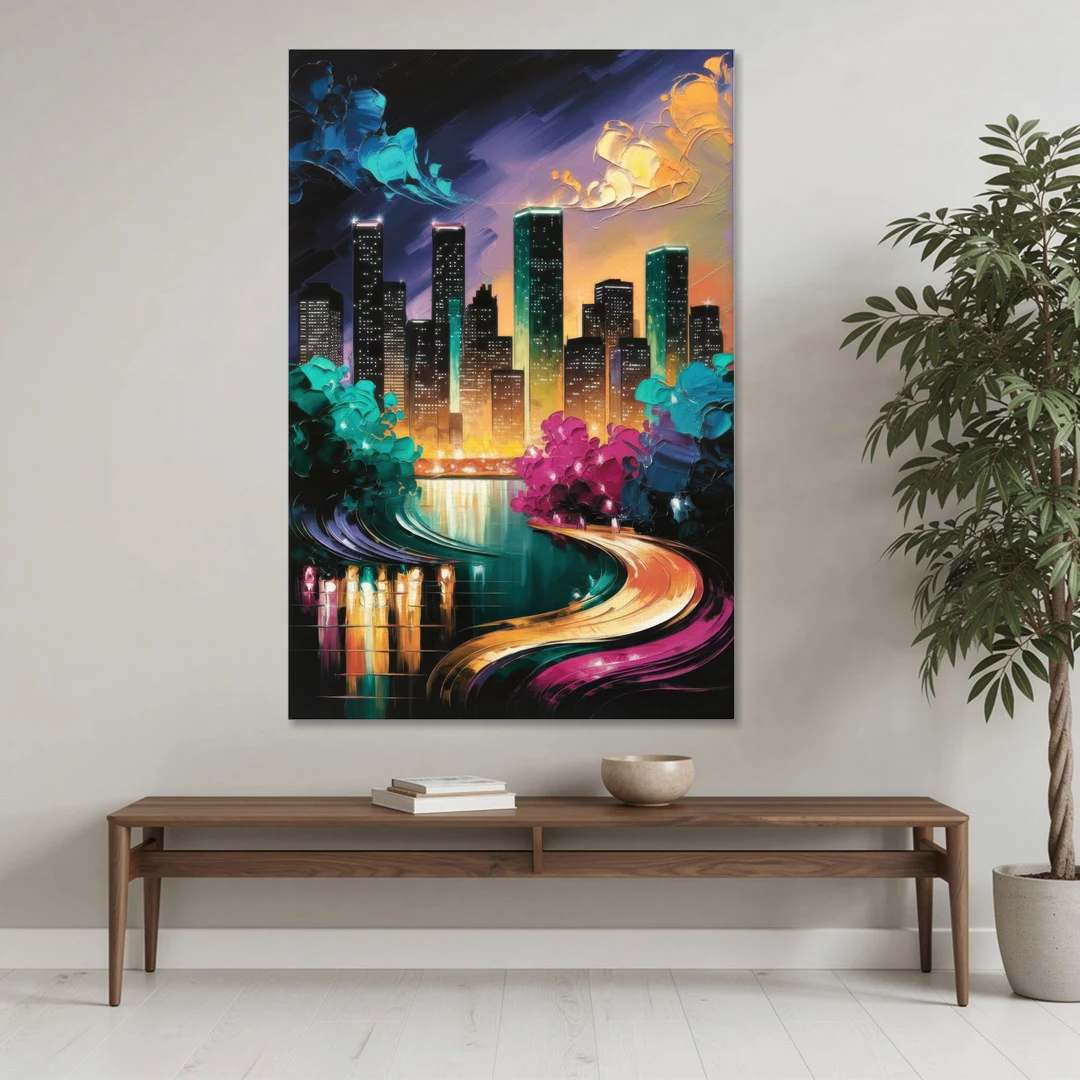 Houston Vibrant Nights - Canvas Wall Art - Coffee Table - 40x60